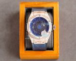 Replica Hublot Big Bang Sang Bleu Rose Gold Watch Blue Dial Diamond Bezel 45MM